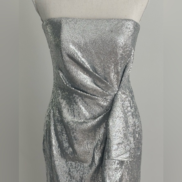 Rachel Zoe Shimmering Silver Strapless Dress - Picture 2 of 13